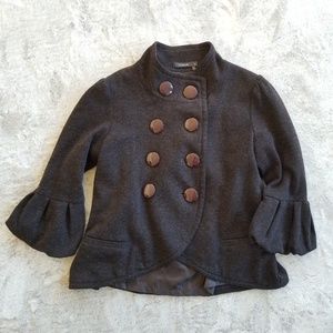 Cropped Trumpet Sleeve Double Breasted Coat
